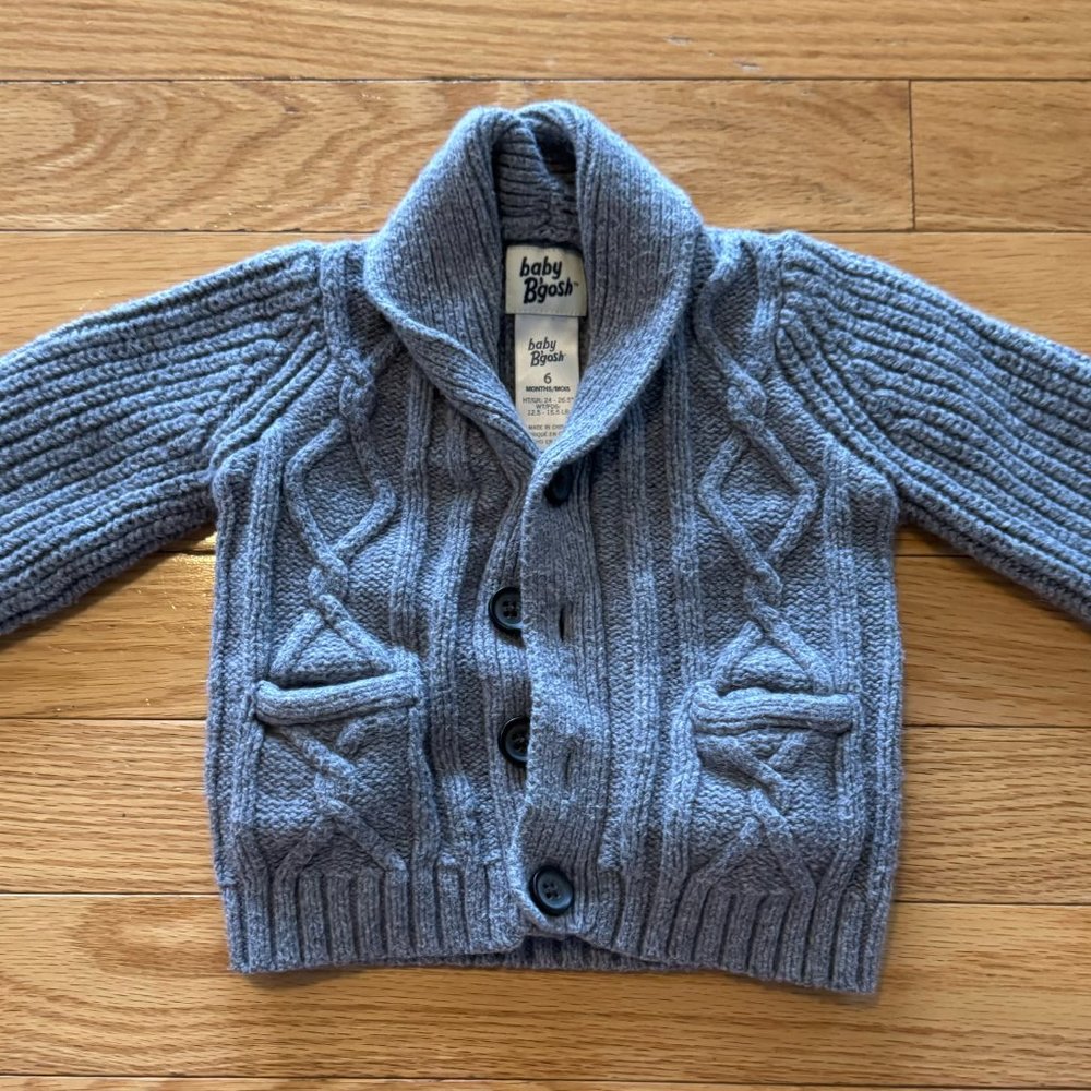 6M Grey Baby Cable Knit Sweater